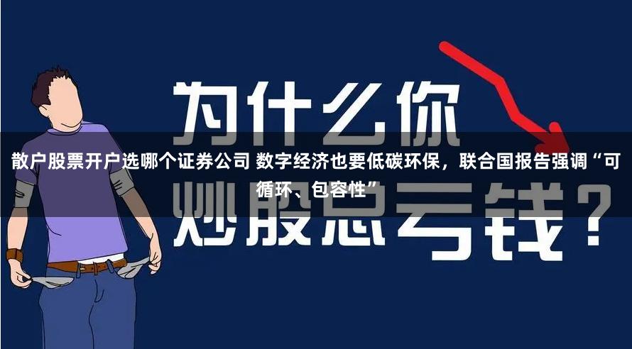 散户股票开户选哪个证券公司 数字经济也要低碳环保，联合国报告强调“可循环、包容性”